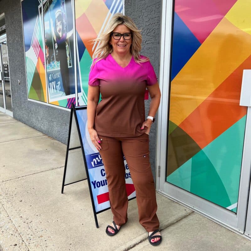 Koi Ombre Top in Hibiscus Pink/Walnut
