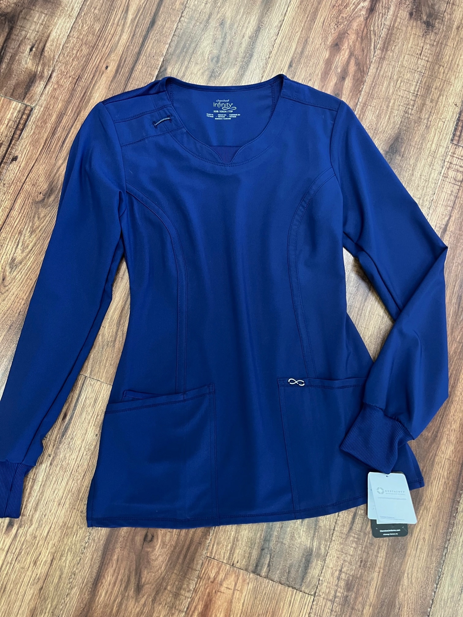 Infinity Long Sleeve Scrub Top with Pockets