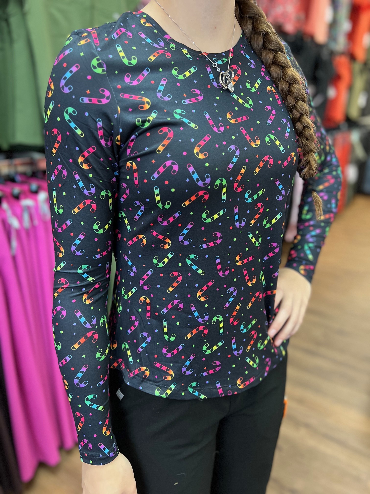 Brushed Knit Tee in Bright Candy Cane